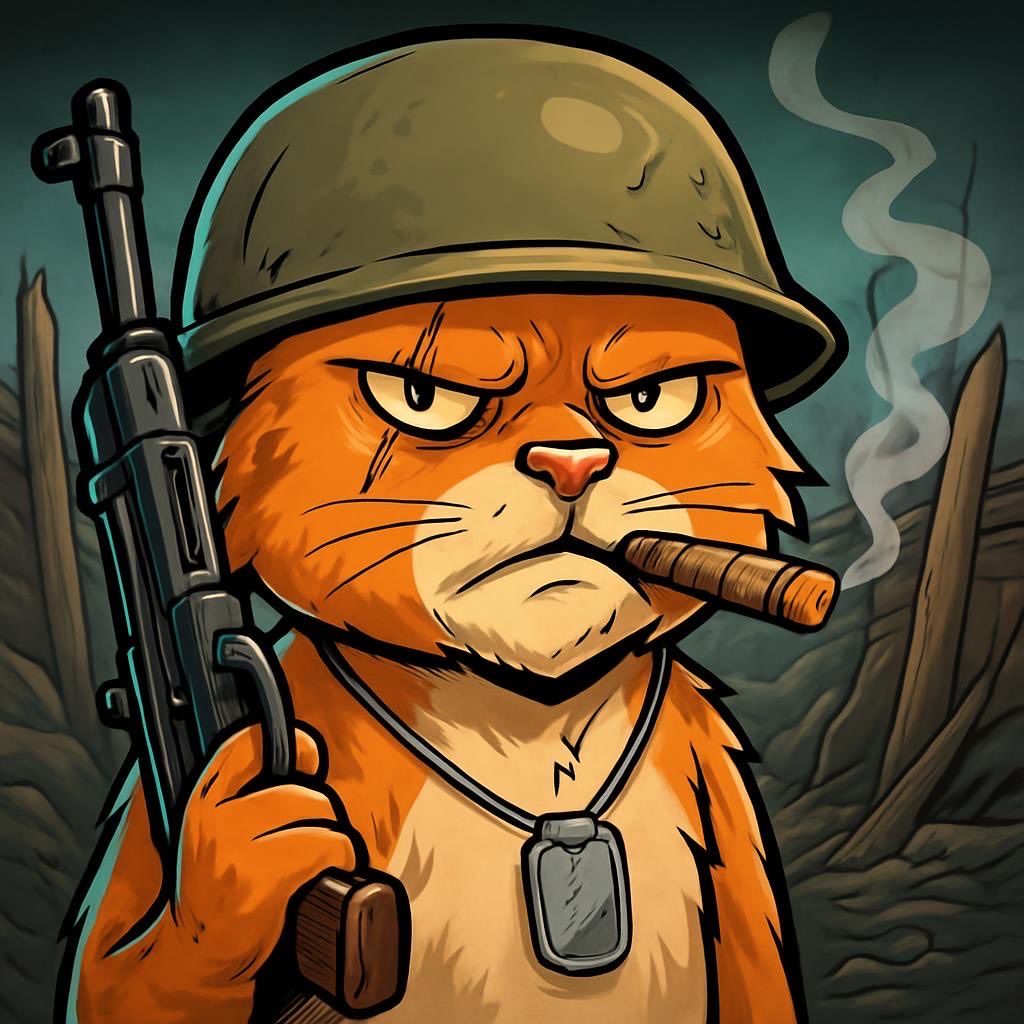Sarge with cigar, rifle and dog tags in the trench