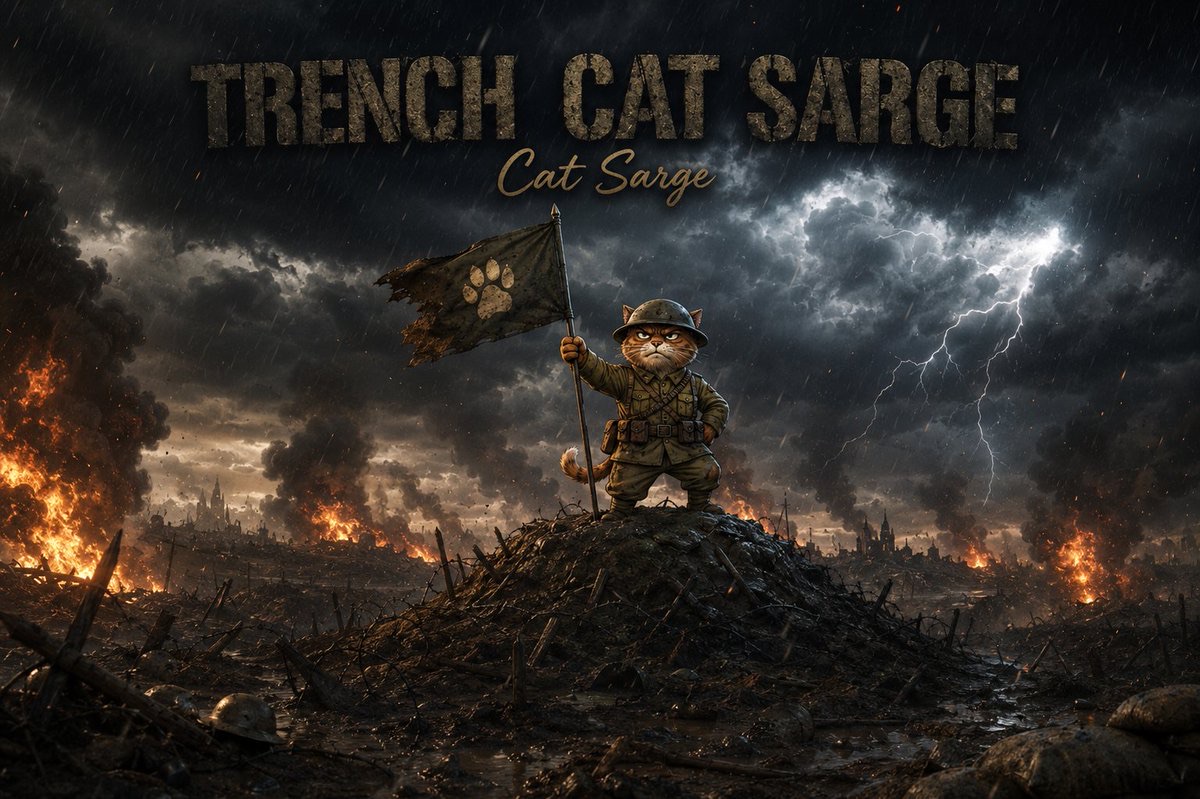Sarge planting the paw-print flag on a burning battlefield