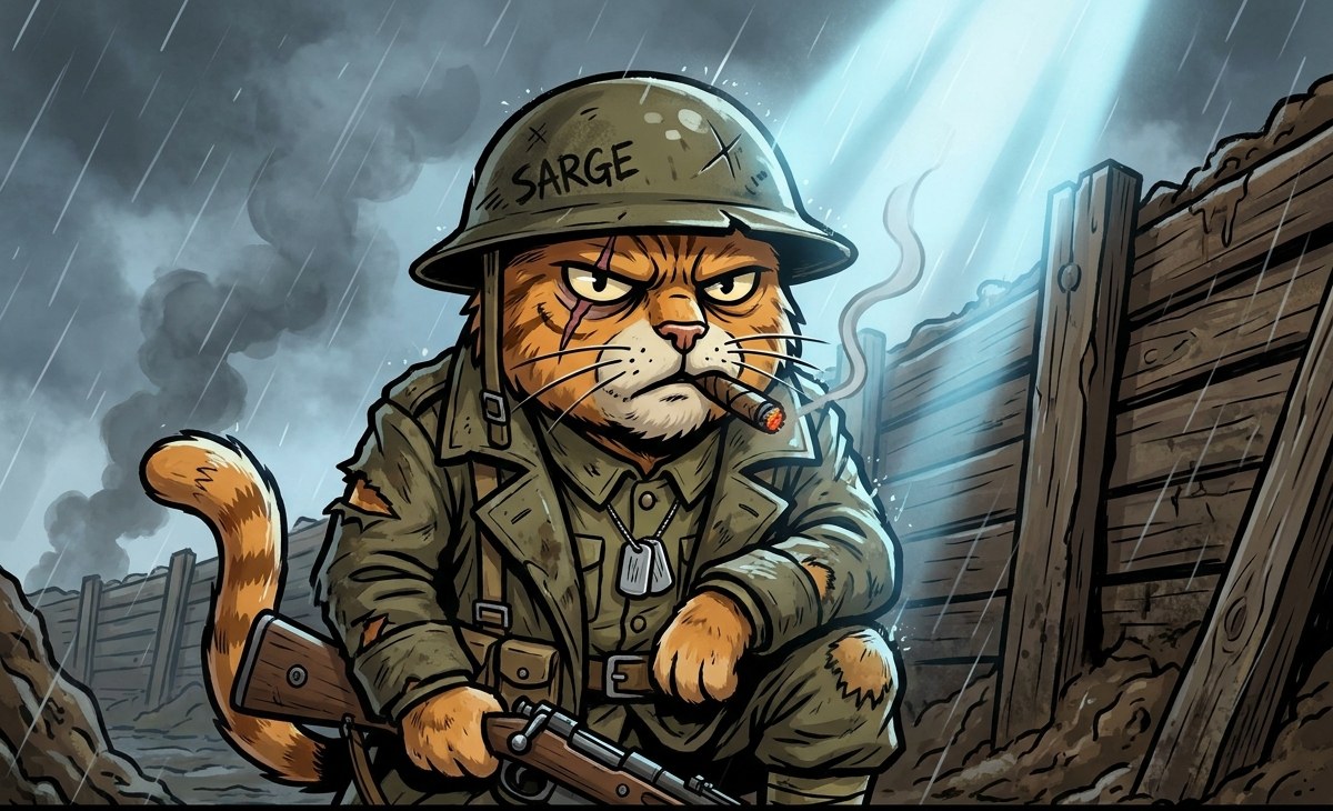 Sarge, alone in the trench